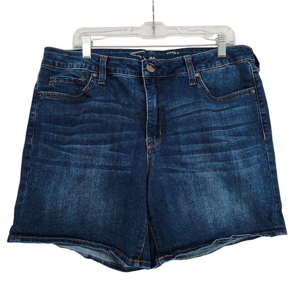 Seven7 Size 14 Blue Weekend Short Denim Jean Stretch Dark Wash Summer Casual New